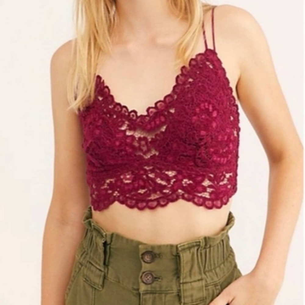 CLOSET CLOSING LIKE NEW Free People Celine Bralette Red Mulberry XS